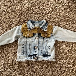 Toddler Jean Jacket with Gold Sparkles